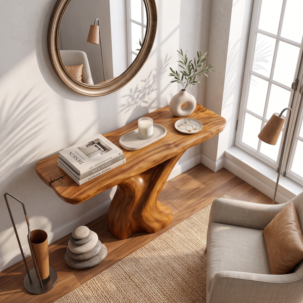 Mid Century Wood Console Table