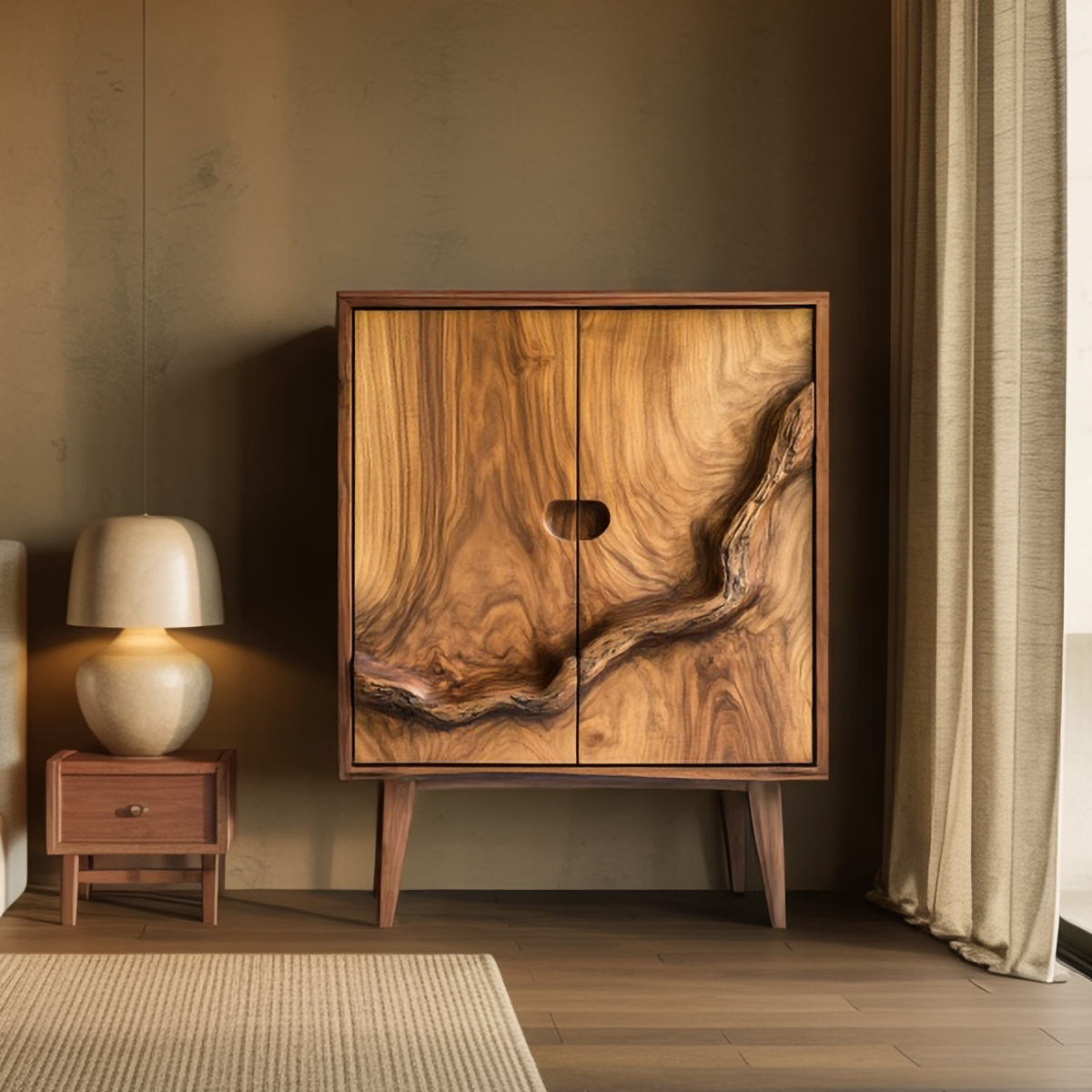 Rustic Artisan Handcrafted Wood Cabinet