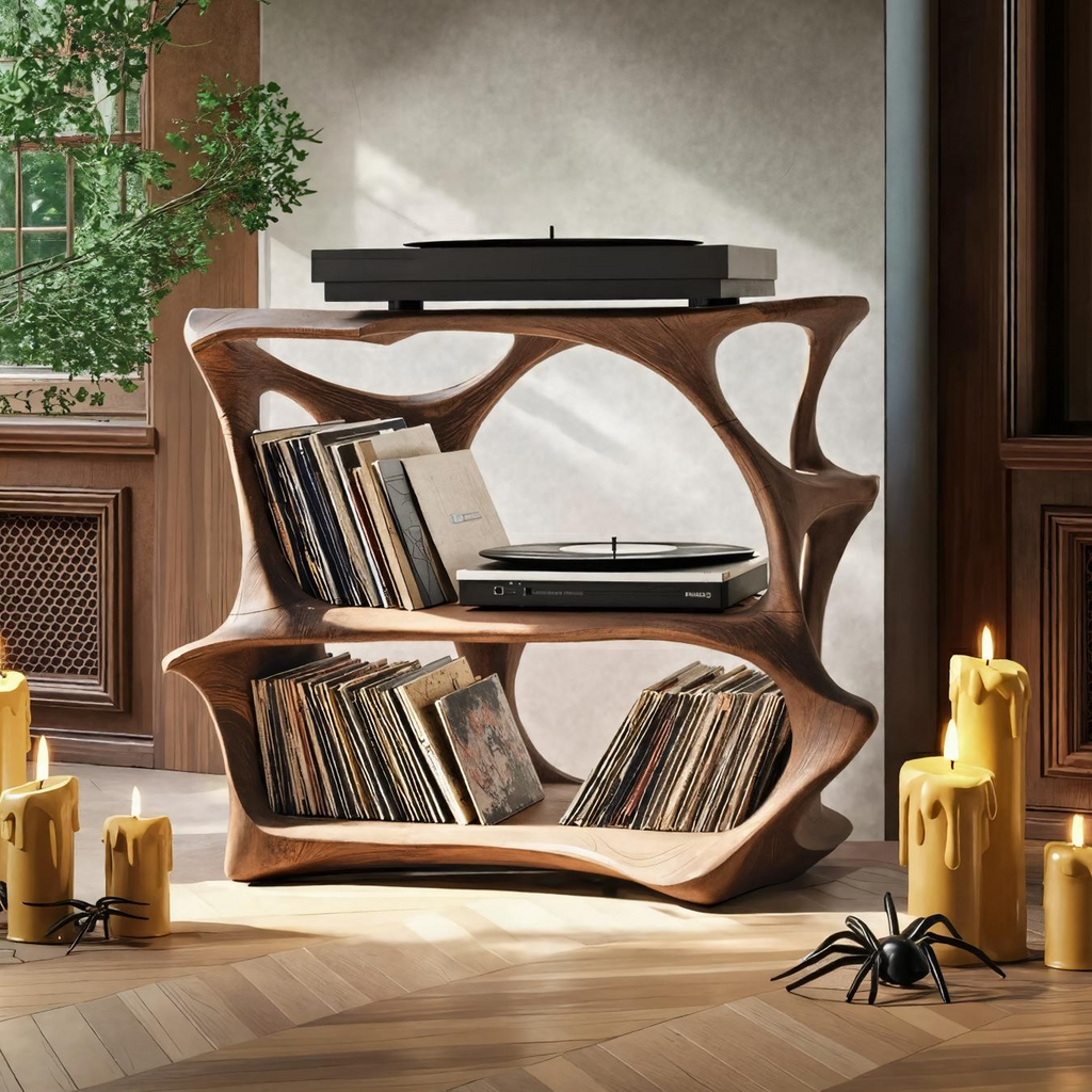 Handcrafted Live Edge Record Stand