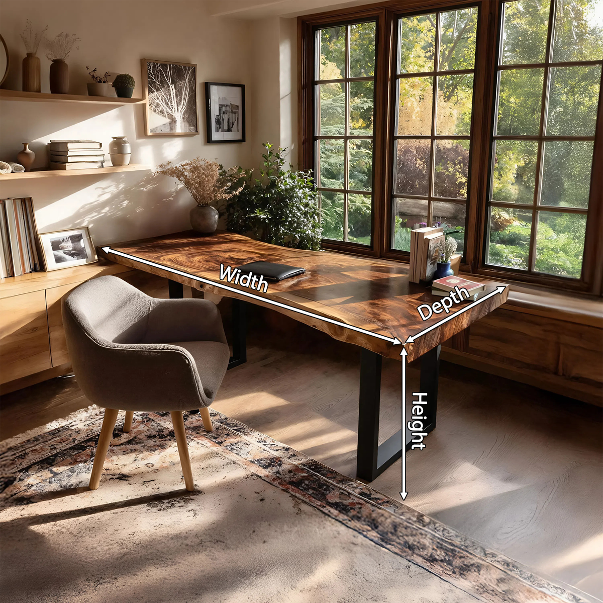 Handcrafted Wooden Live Edge Desk For Furniture Decor