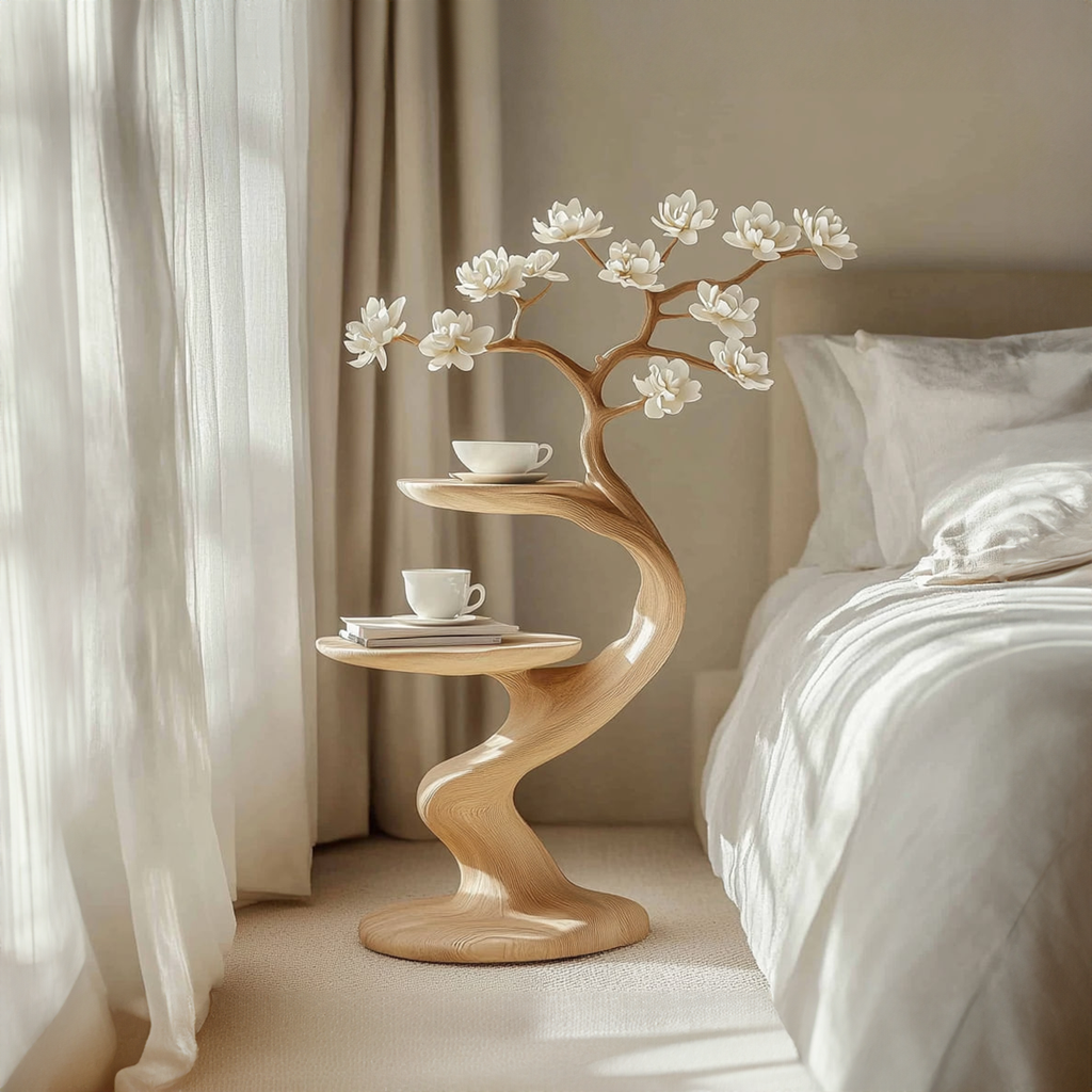 Rustic Tree Shape Side Table Bedroom Decor
