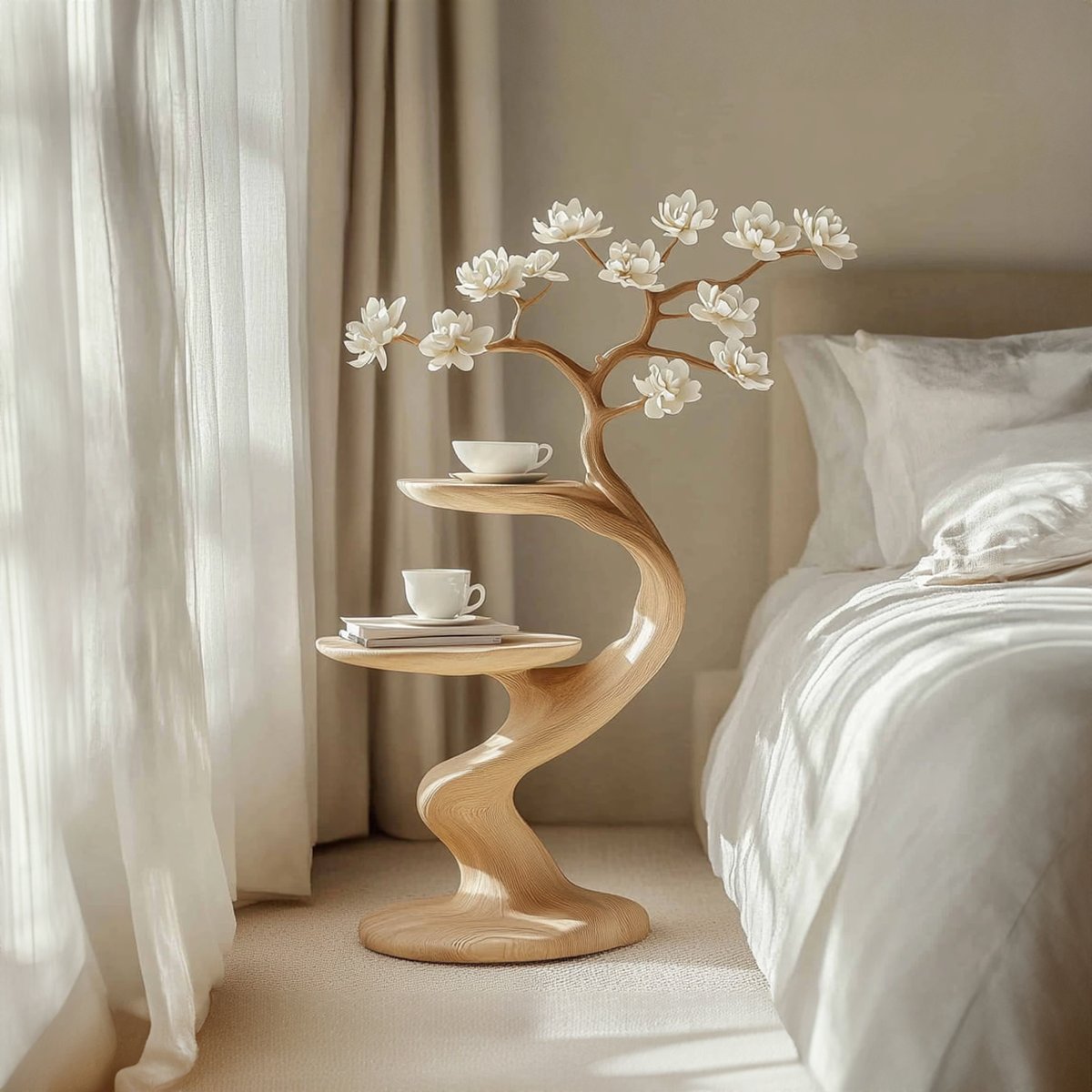 Rustic Tree Shape Side Table Bedroom Decor
