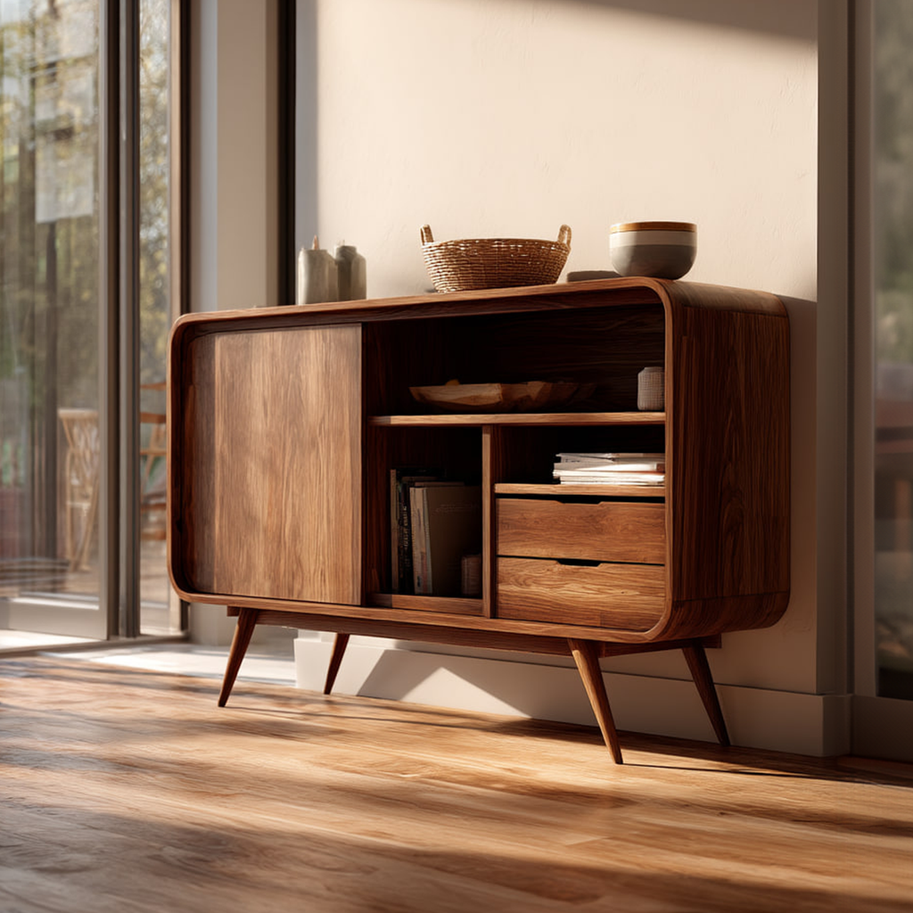 Mid Century Modern Wood Storage Sideboard