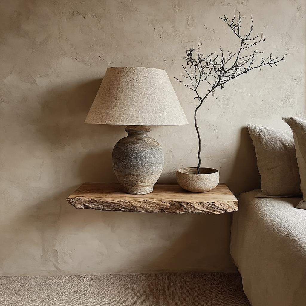 Rustic Nightstand Floating Shelf Bedroom