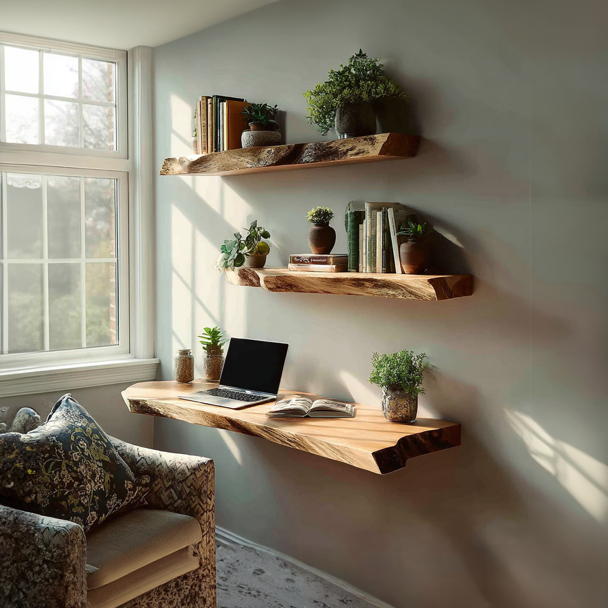 Rustic Floating Desk Study Room