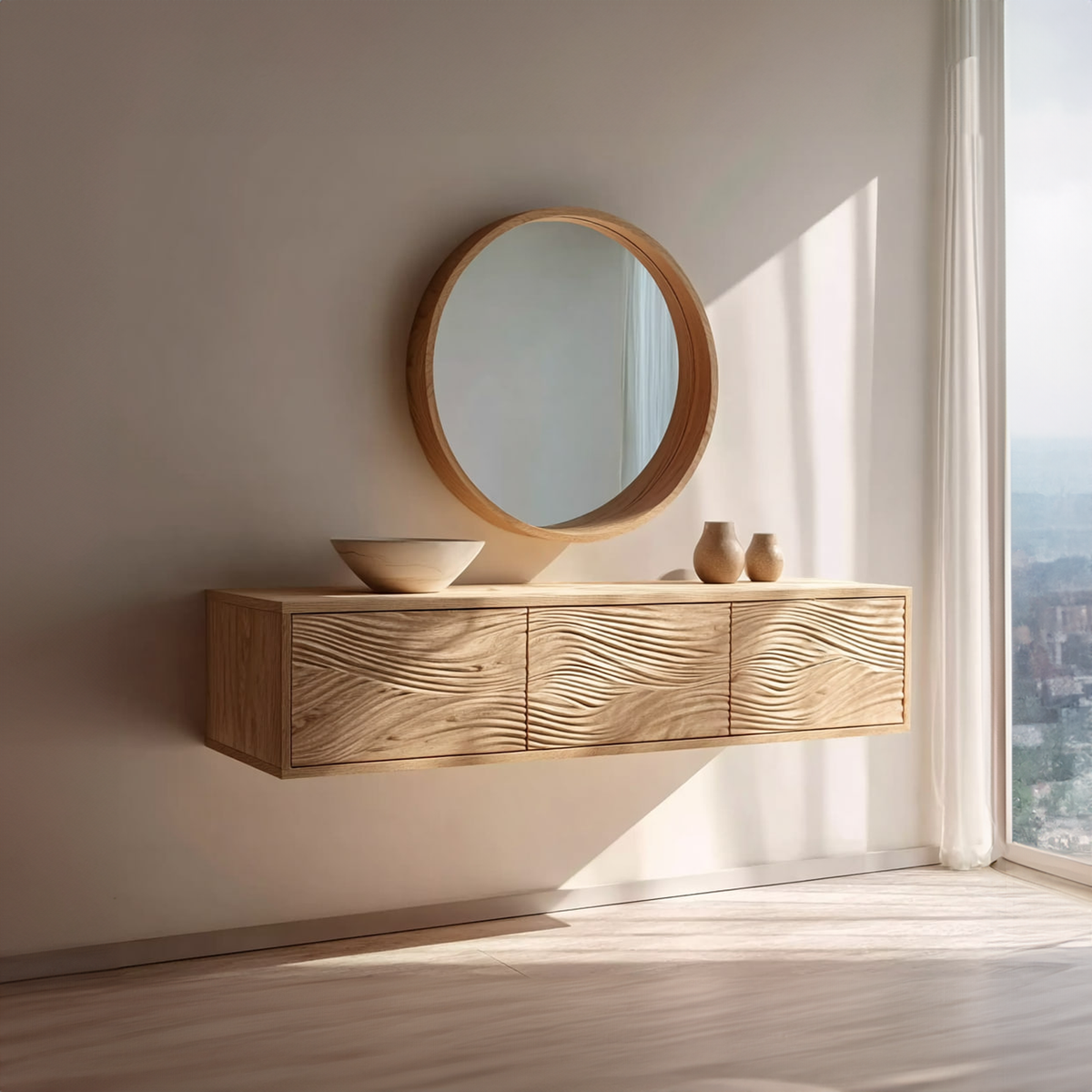 Mid Century Floating Vanity Storage Bathroom