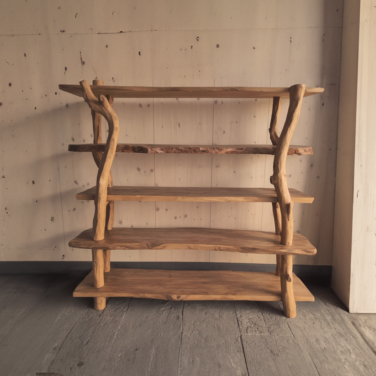 Rustic Wooden Branch Shelf Storage Living Room Or Dining Room
