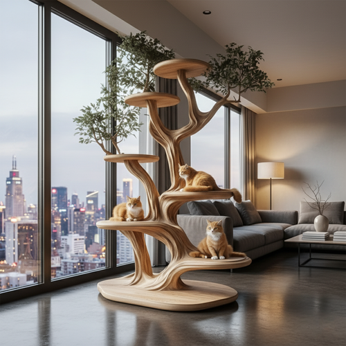 Artistic Cat Tree Organic Multi-Level Climbing Shelf Living Room