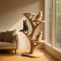 Rustic Wooden Cat Tree Stand Living Room Play