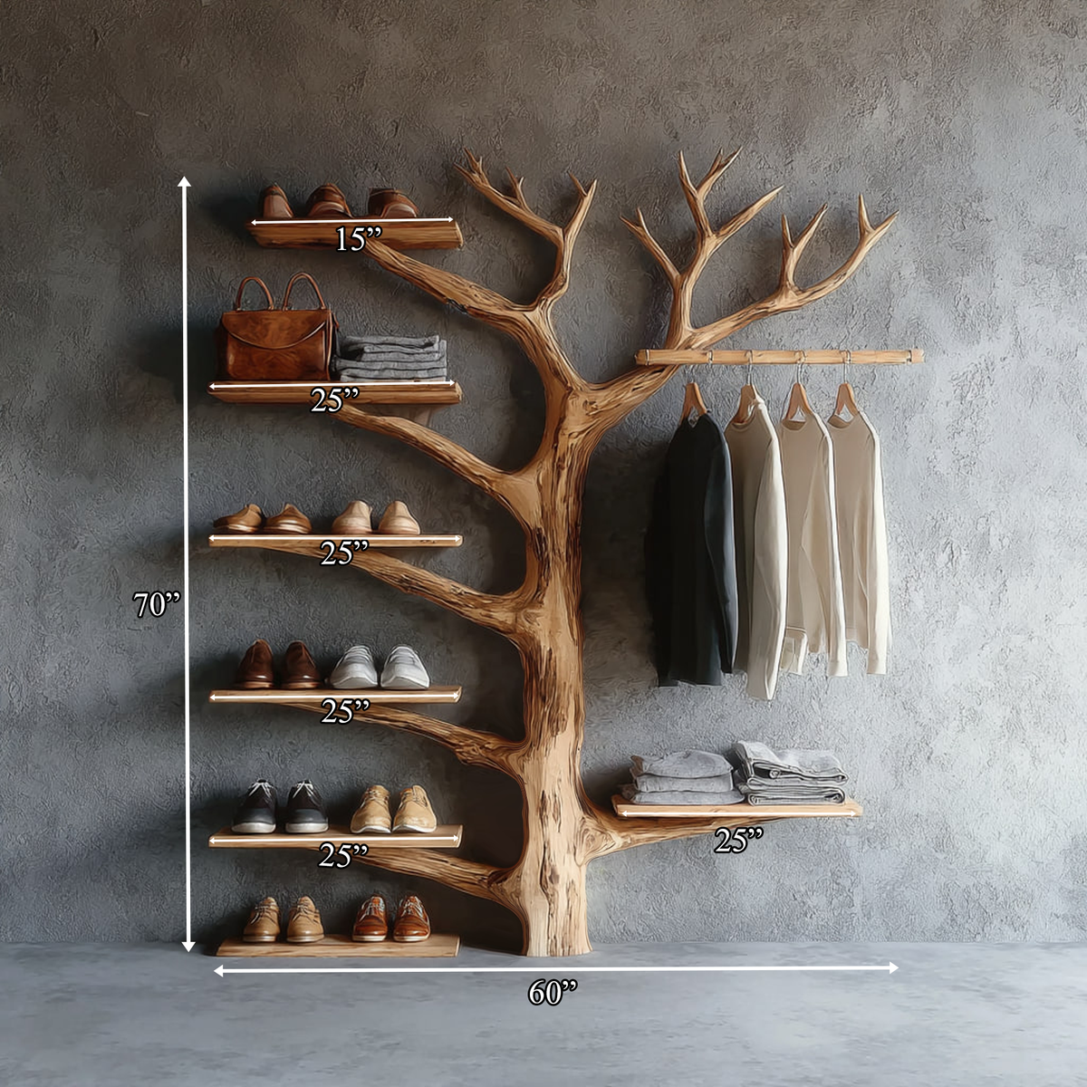 Rustic Wooden Clothing Rack
