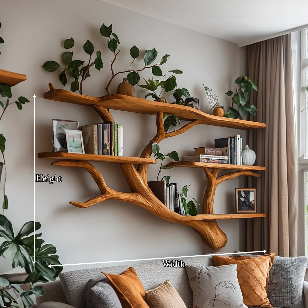 Rustic Organic Tree Wall Bookshelf