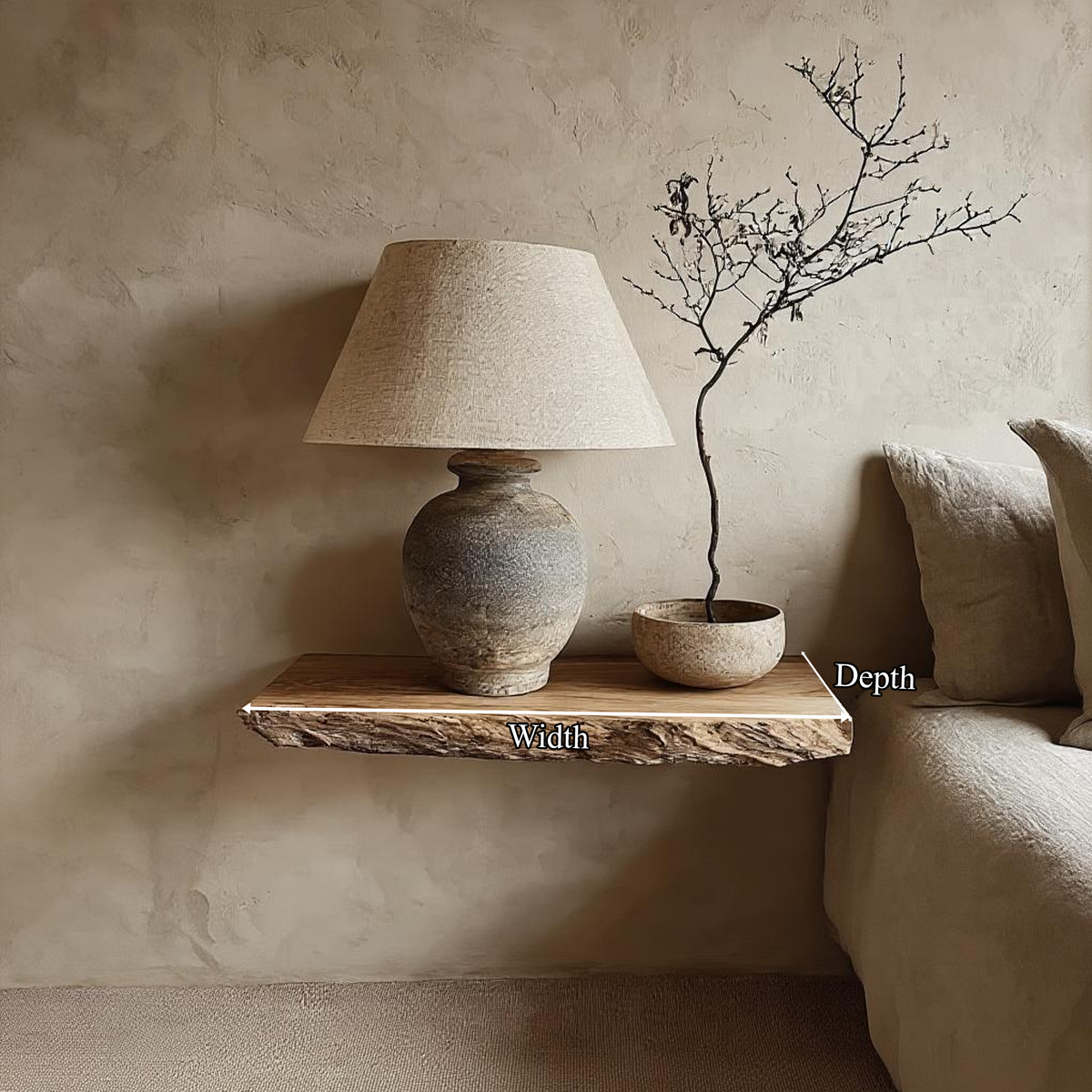 Rustic Nightstand Floating Shelf Bedroom