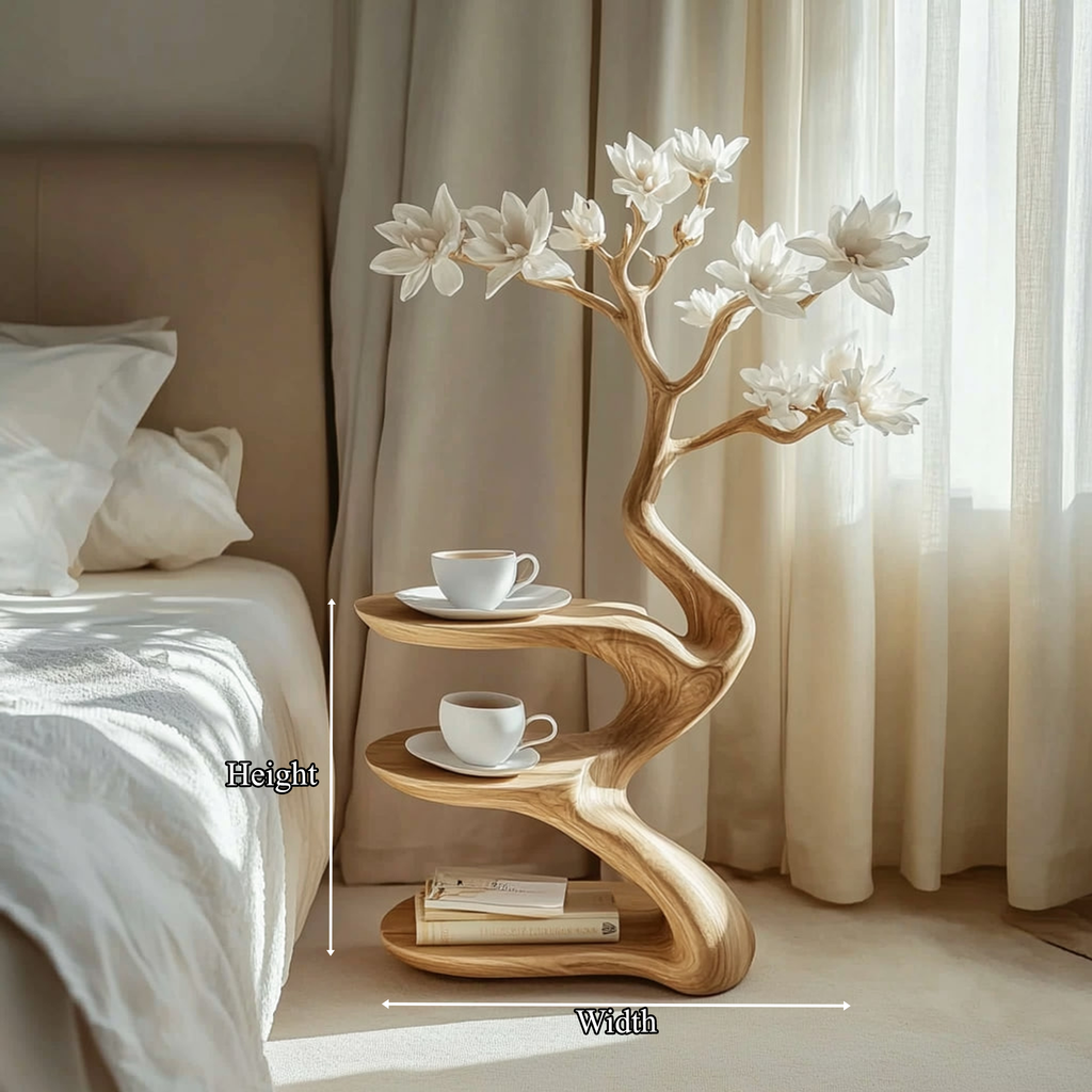 Rustic Sculptural Nightstand Bedside Table Modern Bedroom