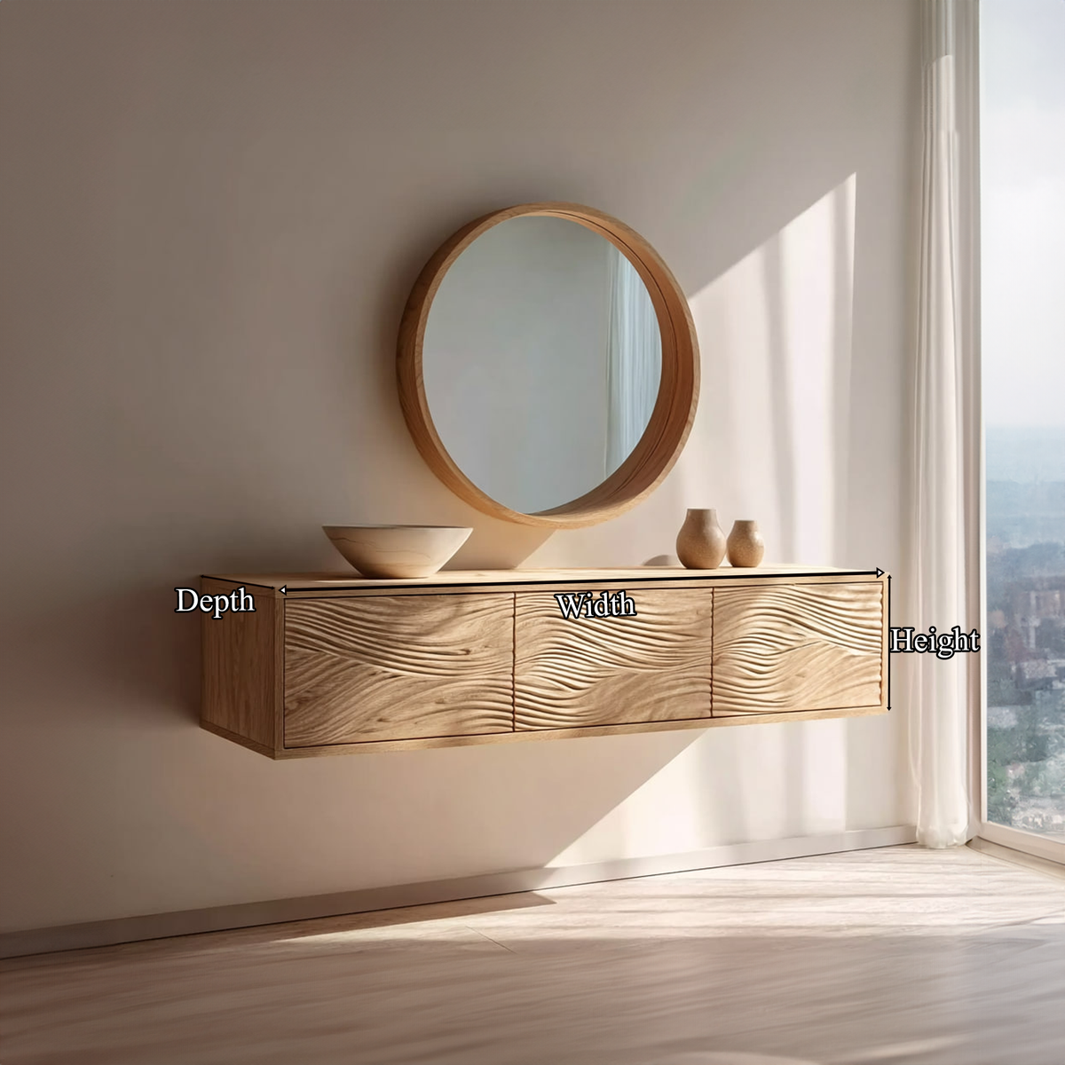 Mid Century Floating Vanity Storage Bathroom