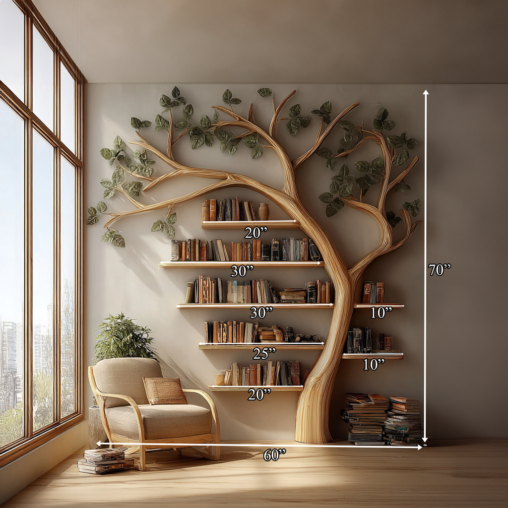 Rustic Tree Bookshelf Reading Corner Home Office Library Display