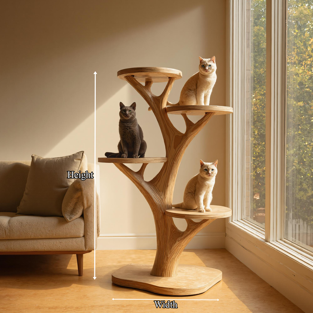 Rustic Wooden Cat Tree Stand Living Room Play