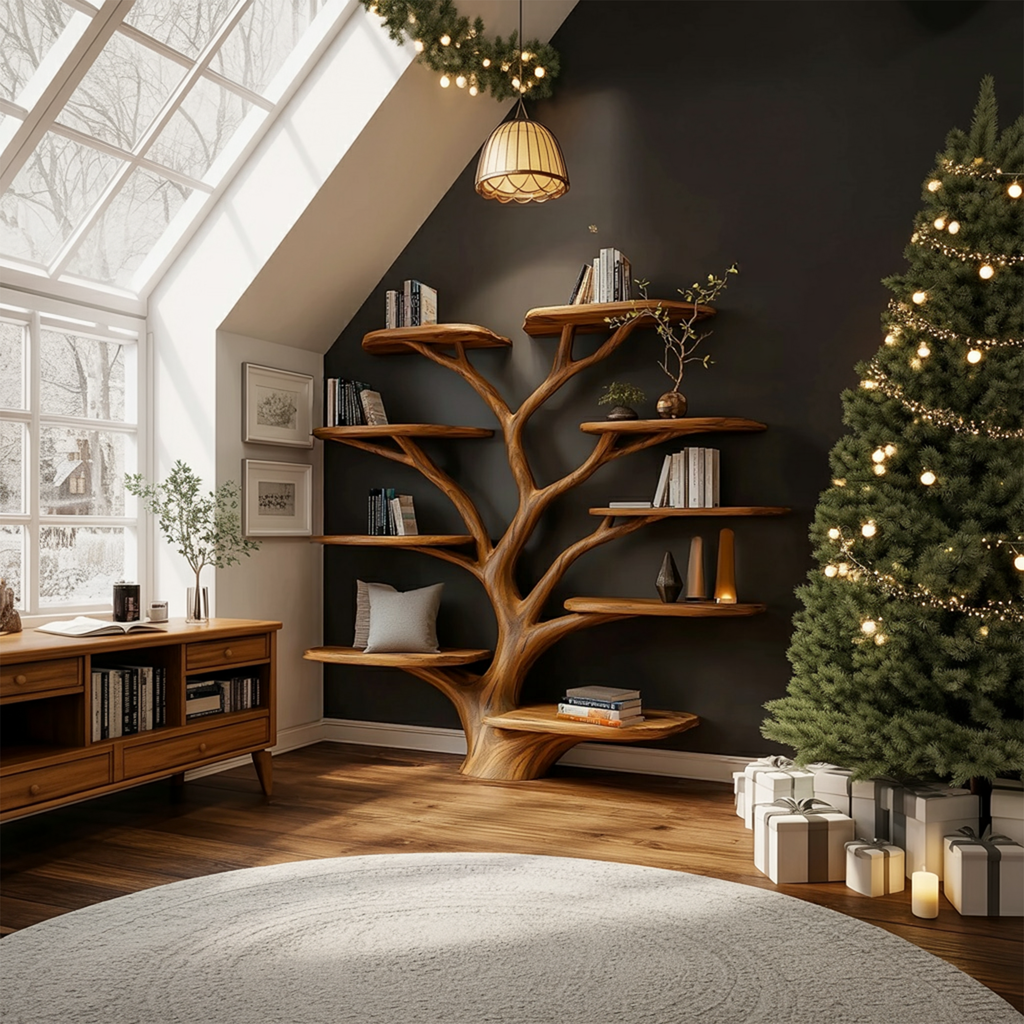 Rustic Christmas Tree Shelf