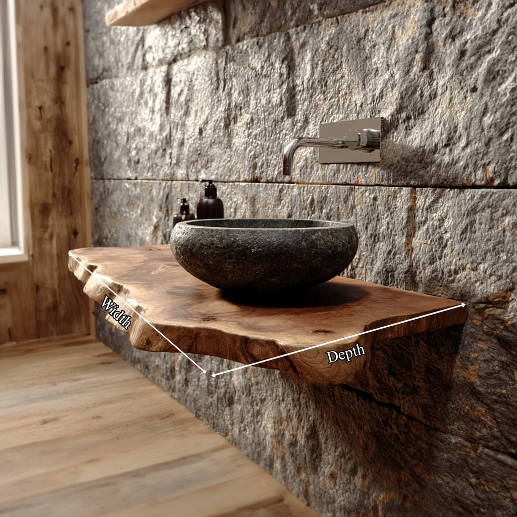Rustic Live Edge Wood Floating Shelf