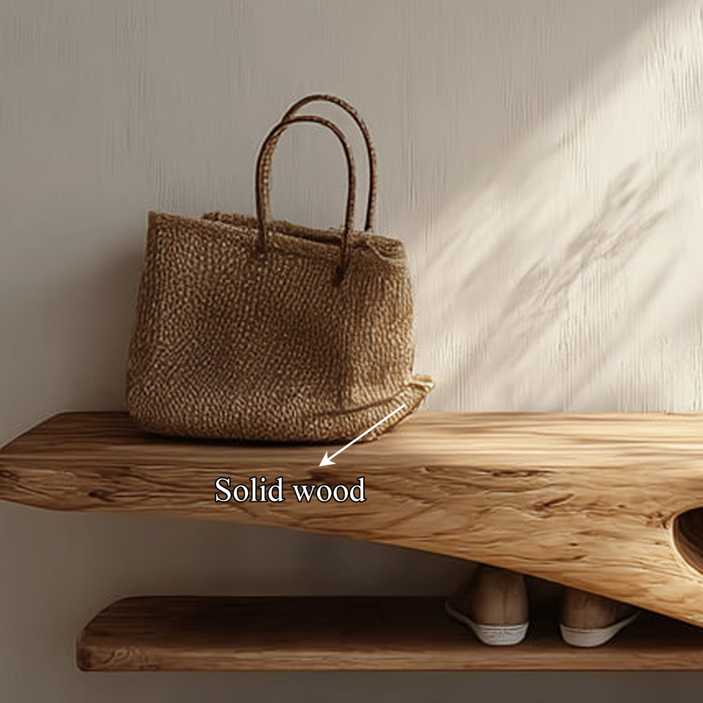 Rustic Solid Wood Shoe Bench Entryway