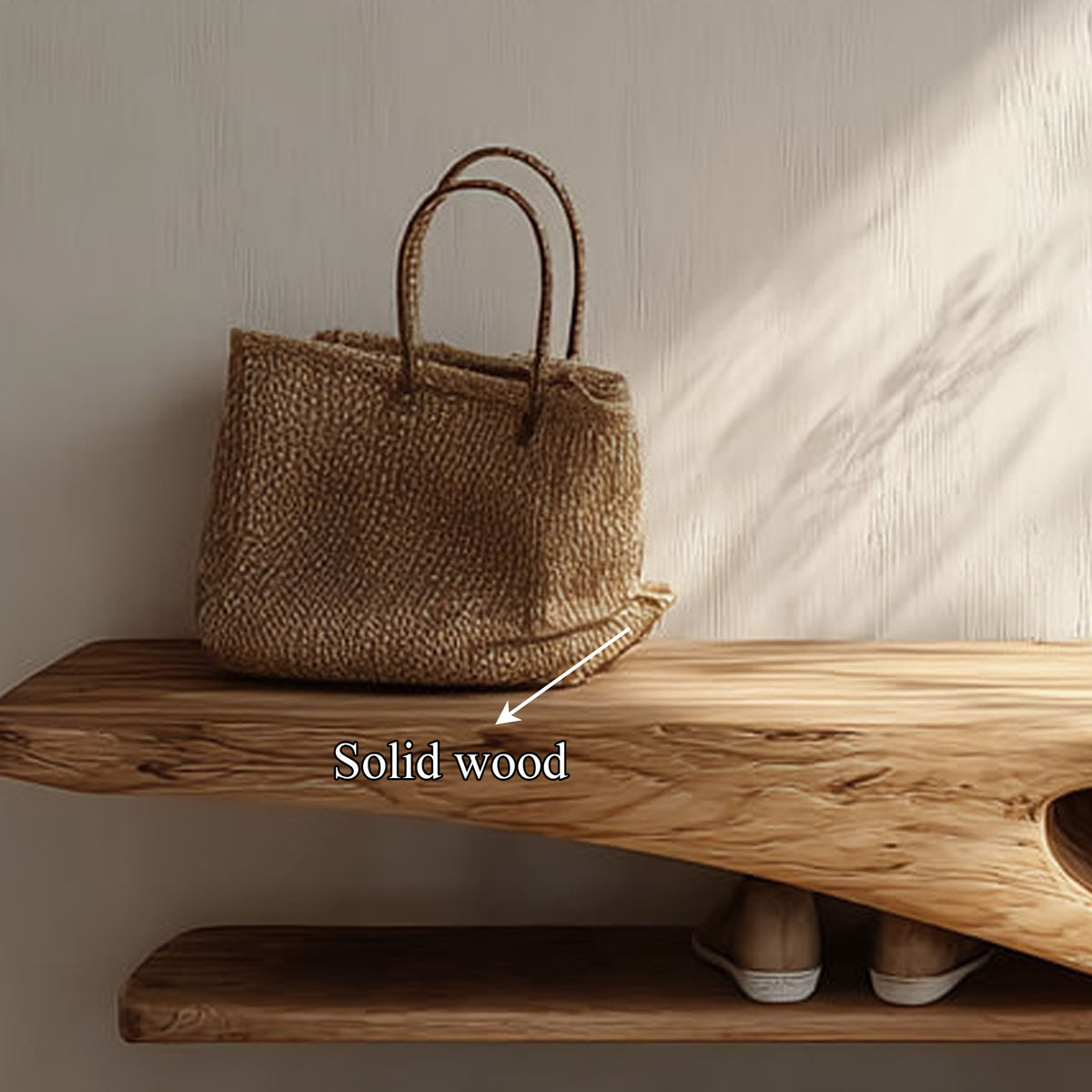 Rustic Solid Wood Shoe Bench Entryway