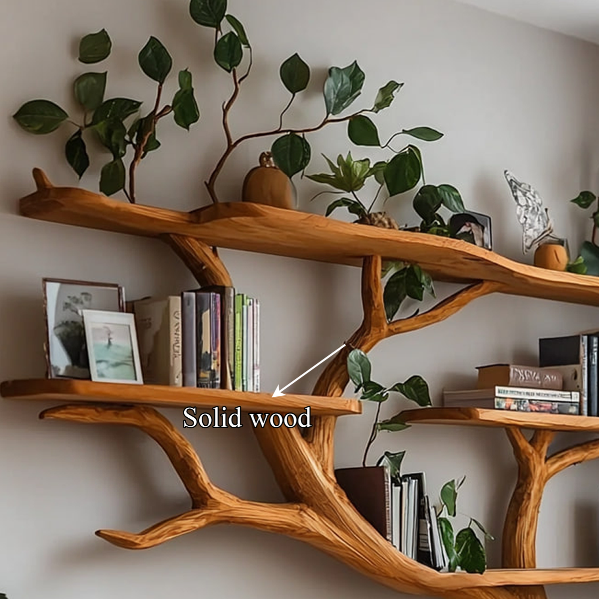 Rustic Organic Tree Wall Bookshelf