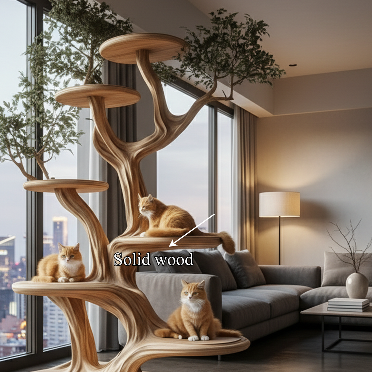 Artistic Cat Tree Organic Multi-Level Climbing Shelf Living Room
