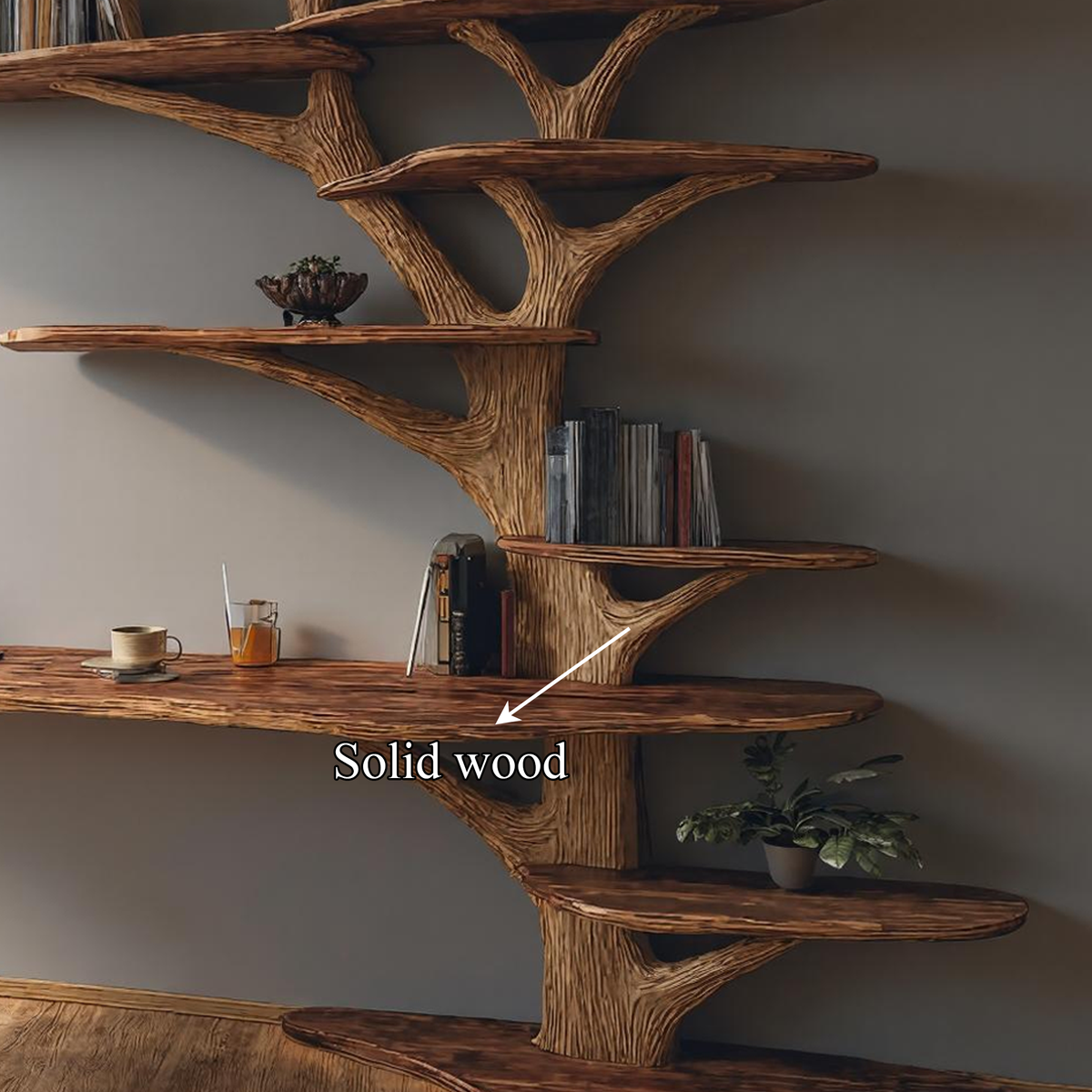 Rustic Tree Bookshelf Desk Home Office Or Study Room