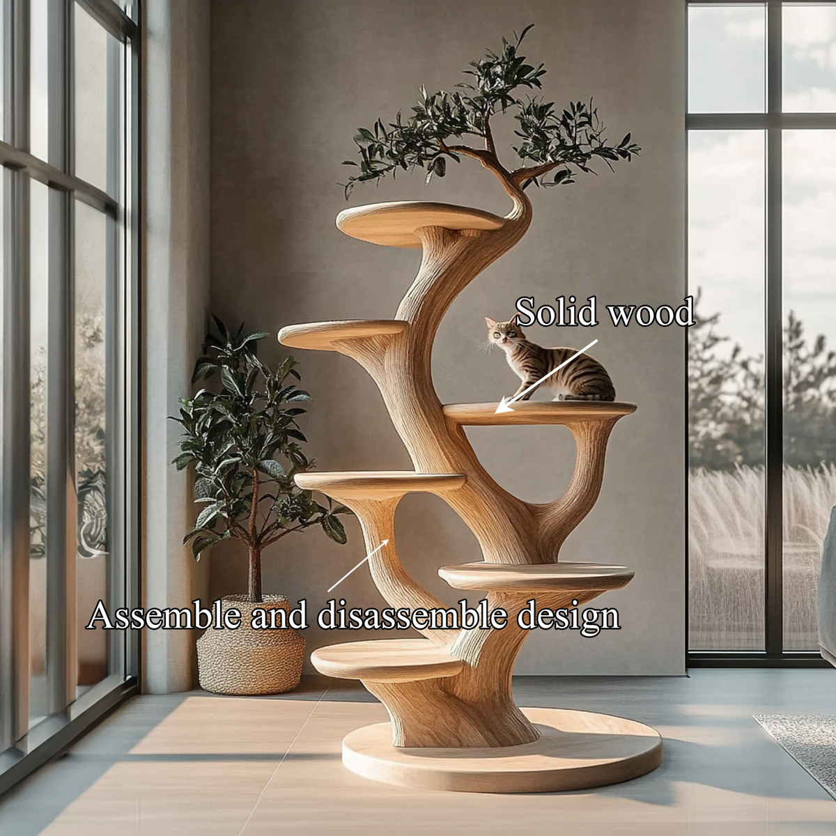 Rustic Cat Tree Organic Multi-Level Cat Tower For Home Interior