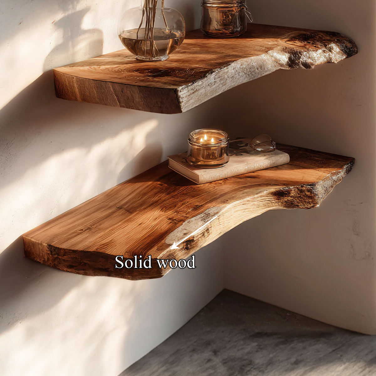 Rustic Solid Wood Floating Shelf