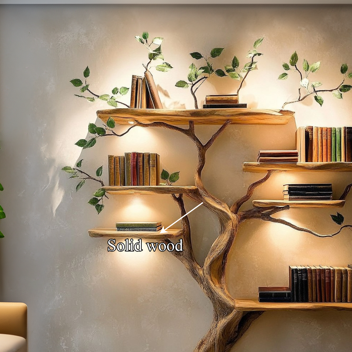 Rustic Organic Tree Bookshelf Bedroom Or Living Room