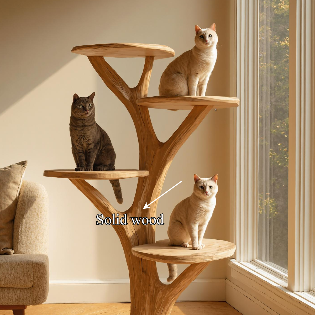 Rustic Cat Play Tree Stand Living Room Artistic Pet Decor
