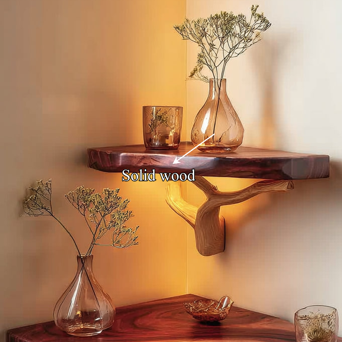 Rustic Corner Floating Shelf Living Room