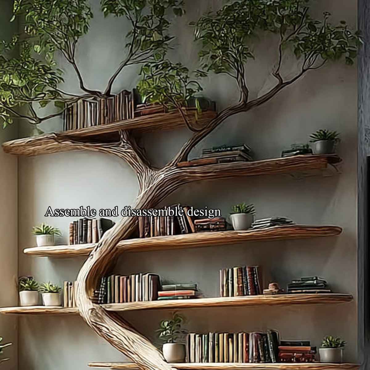 Rustic Tree Bookcase Living Room