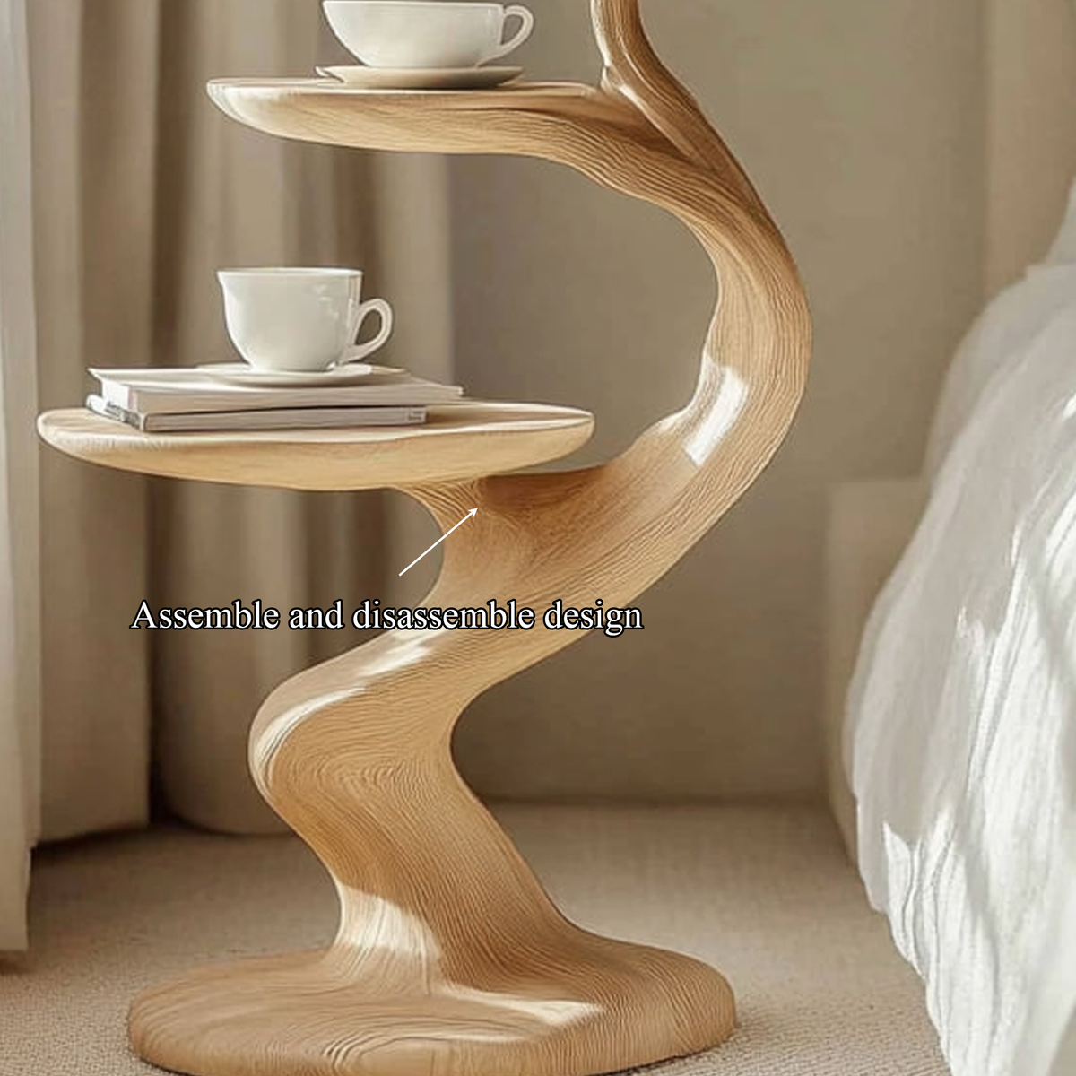 Rustic Tree Shape Side Table Bedroom Decor