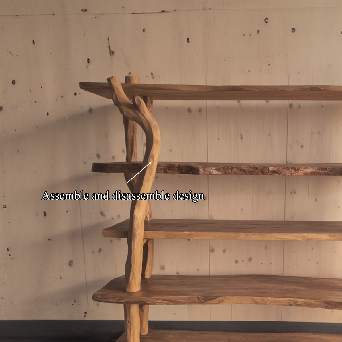Rustic Wooden Branch Shelf Storage Living Room Or Dining Room