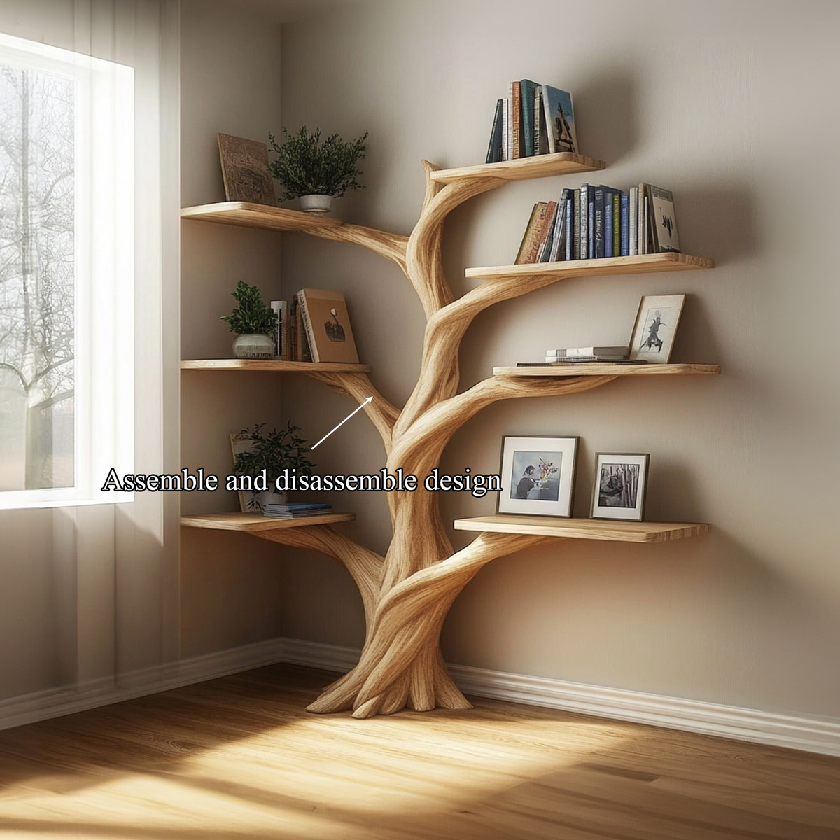 Rustic Organic Tree Corner Shelf