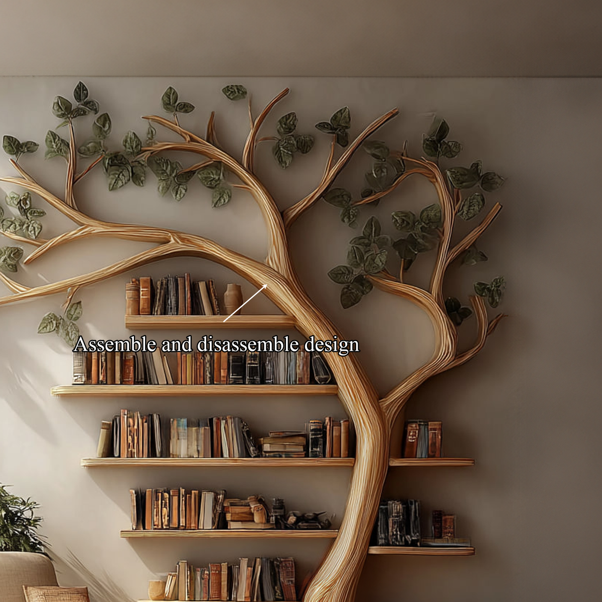 Rustic Tree Bookshelf Reading Corner Home Office Library Display