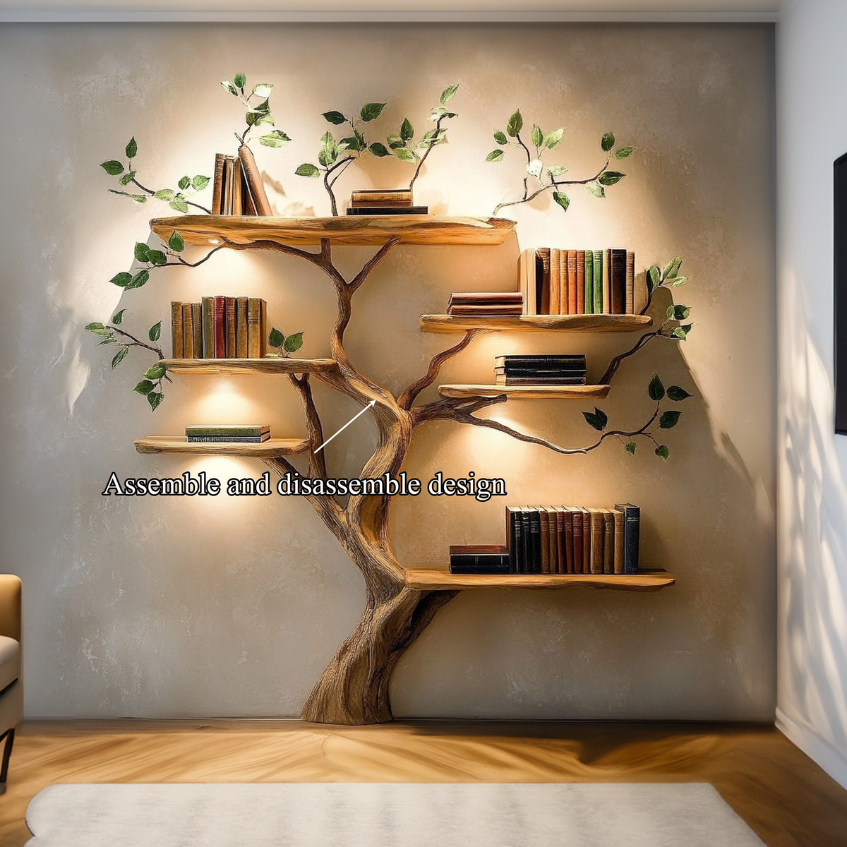 Rustic Organic Tree Bookshelf Bedroom Or Living Room