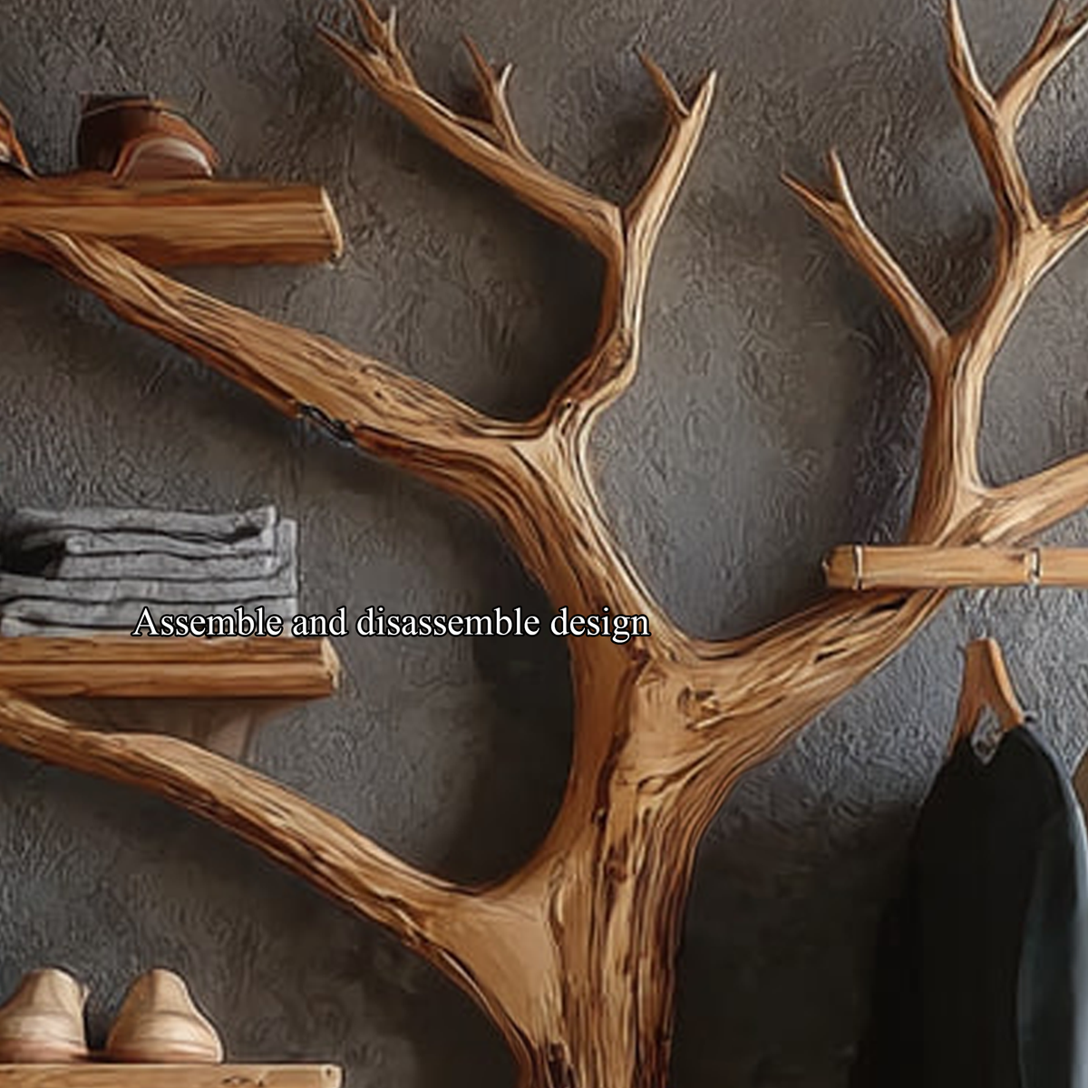 Rustic Wooden Clothing Rack