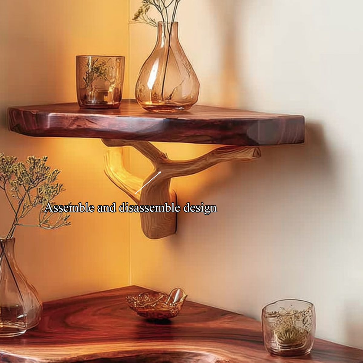 Rustic Corner Floating Shelf Living Room