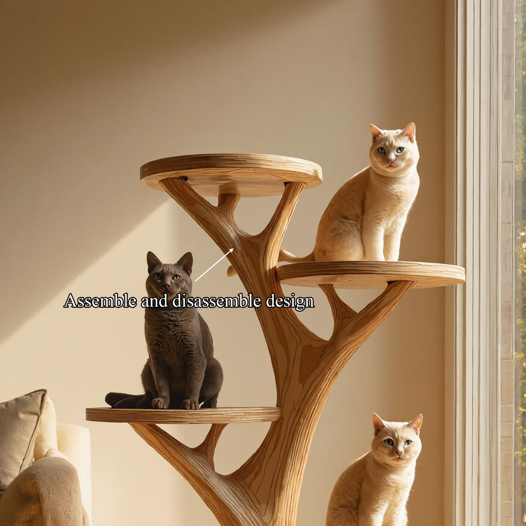 Rustic Wooden Cat Tree Stand Living Room Play