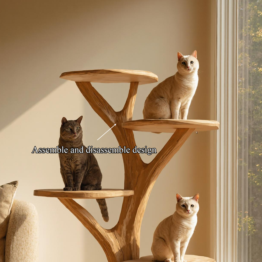 Rustic Cat Play Tree Stand Living Room Artistic Pet Decor