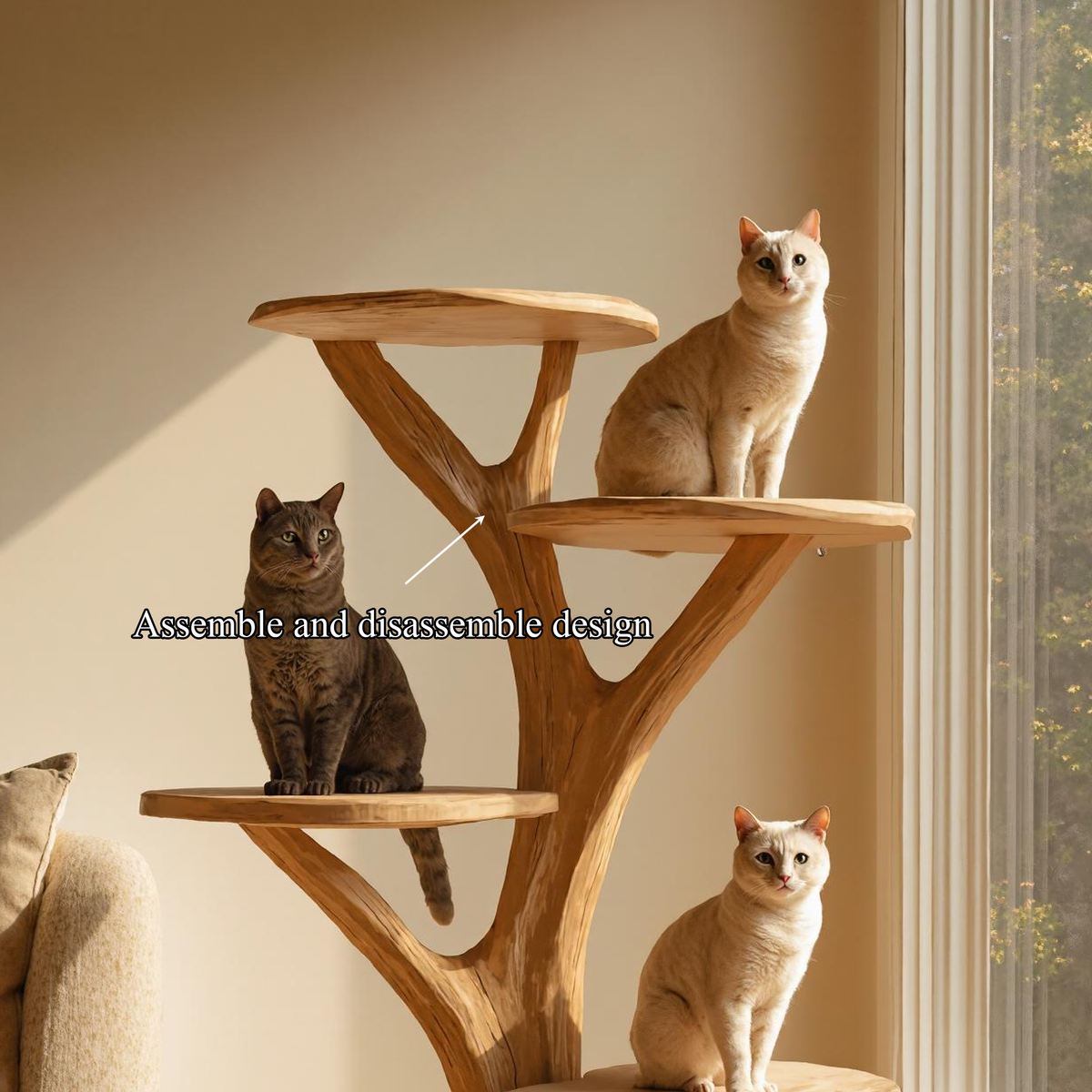Rustic Cat Play Tree Stand Living Room Artistic Pet Decor