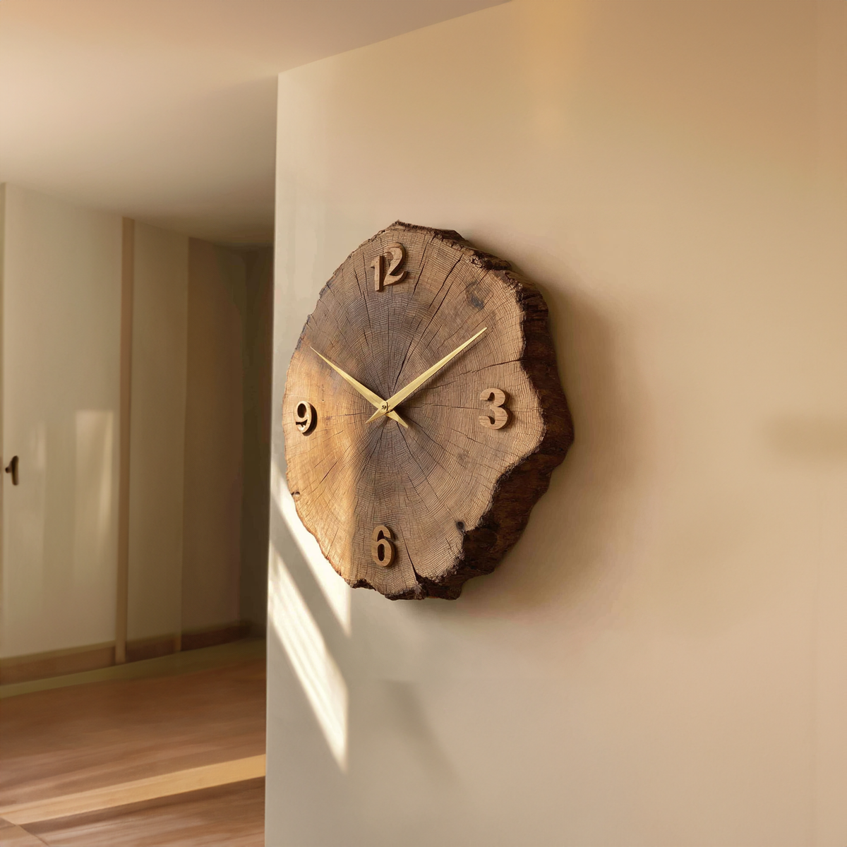 Rustic Tree Ring Wall Clock Hallway Or Living Room