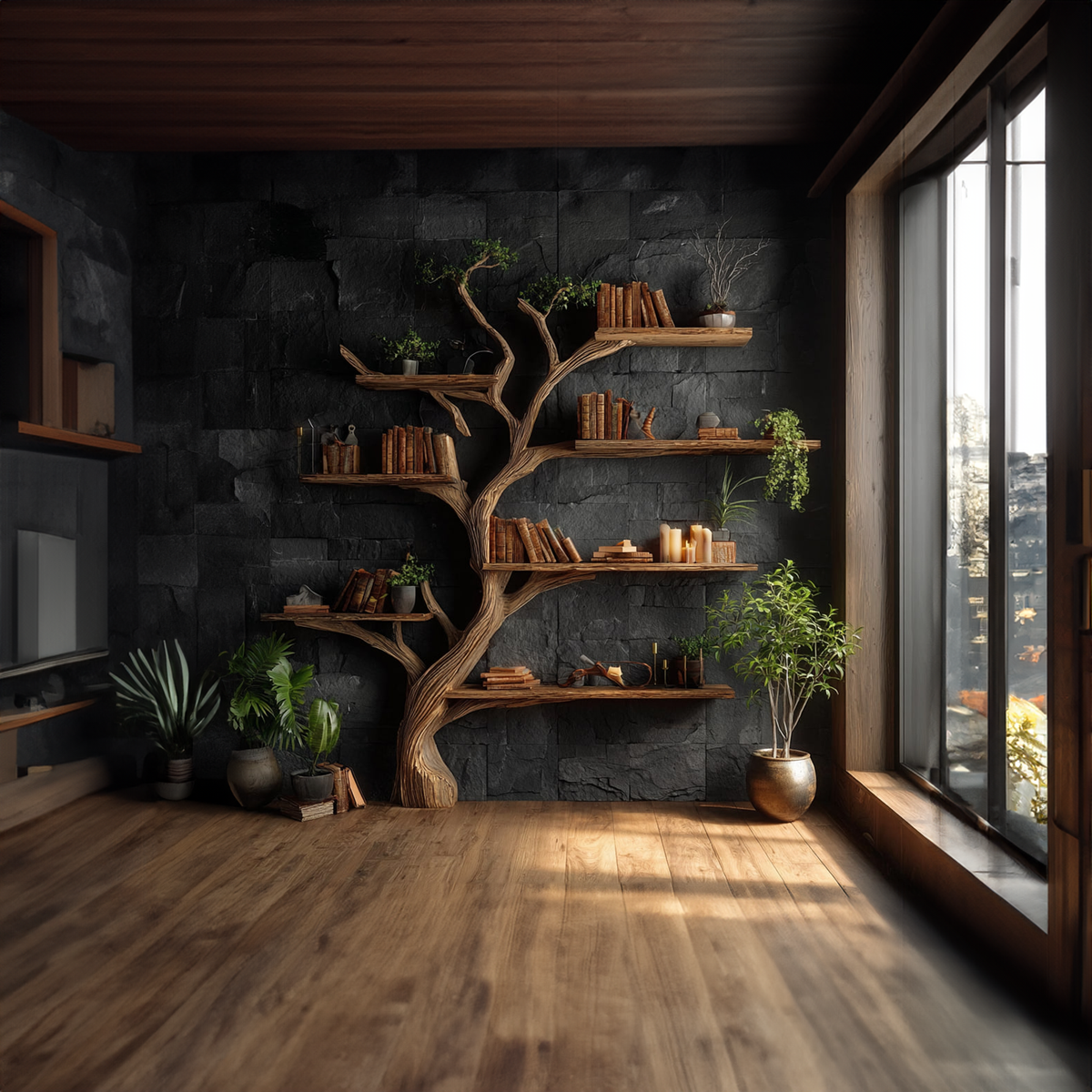 Rustic Tree Wall Shelf