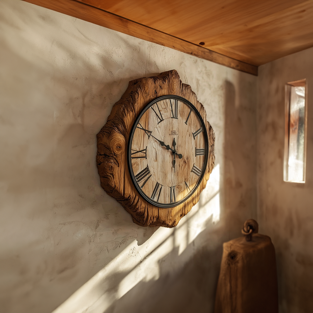 Rustic Live Edge Wood Wall Clock
