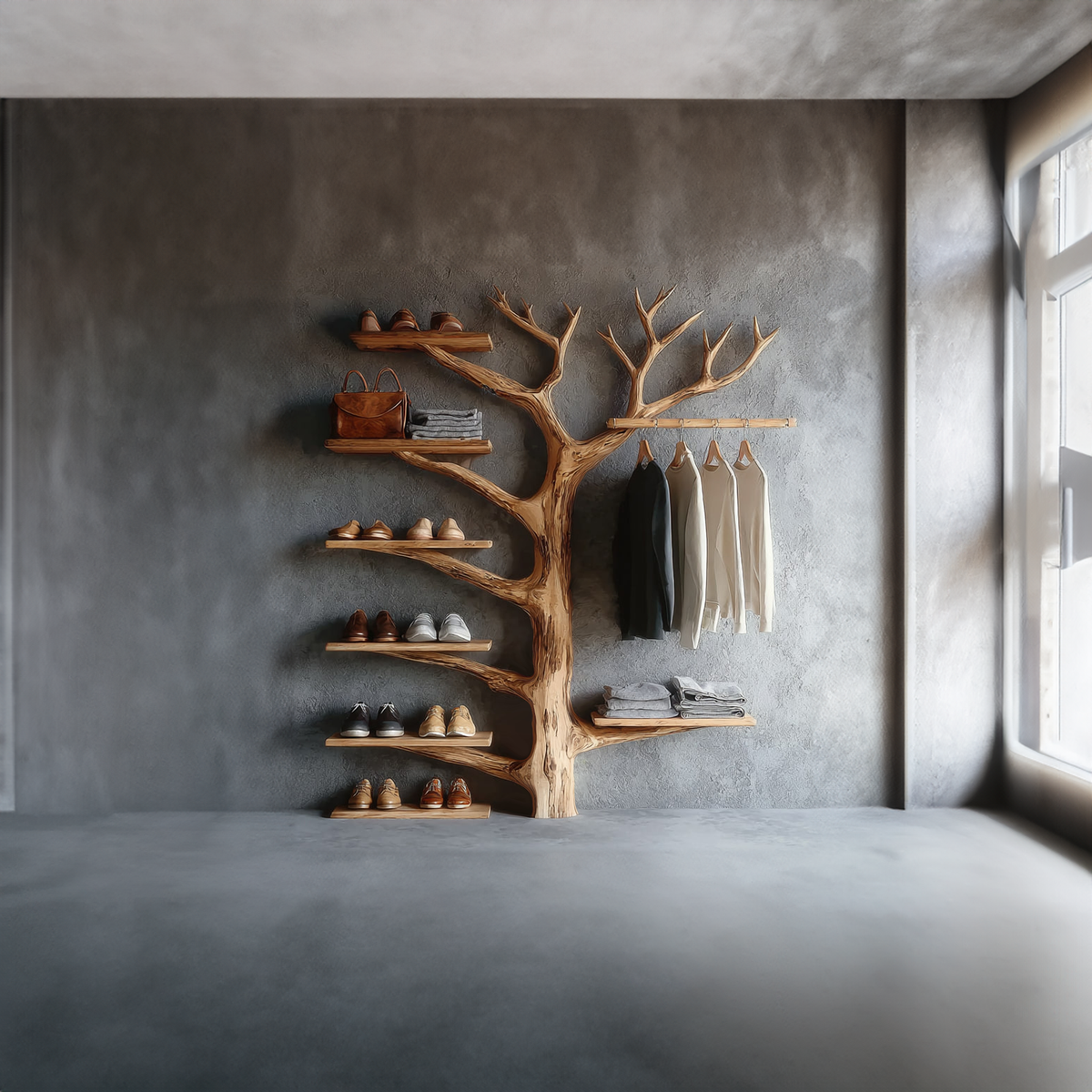 Rustic Wooden Clothing Rack