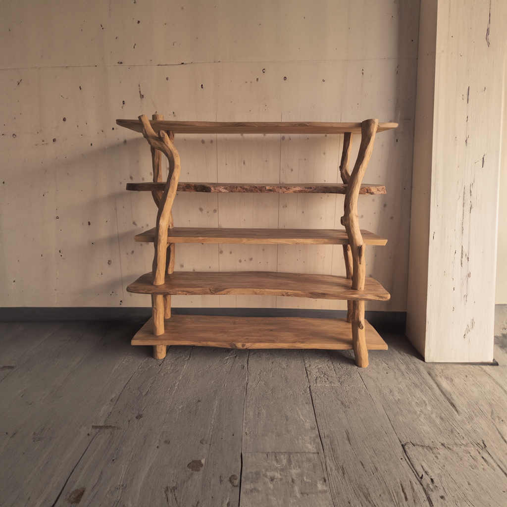 Rustic Wooden Branch Shelf Storage Living Room Or Dining Room