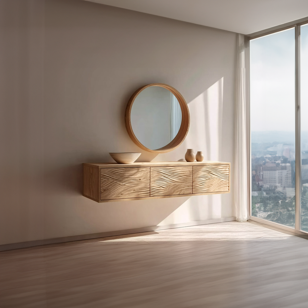 Mid Century Floating Vanity Storage Bathroom