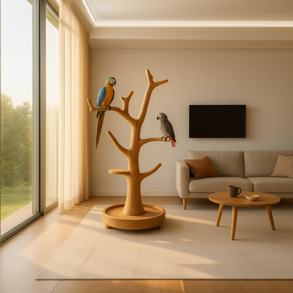 Rustic Bird Tree Stand Parrot Perch Modern Minimalist Design